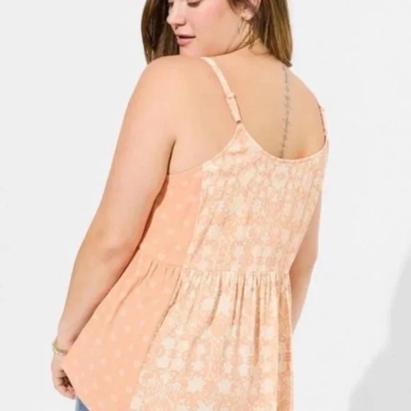 torrid Peach Floral Babydoll Style Tank - Picture 2 of 5